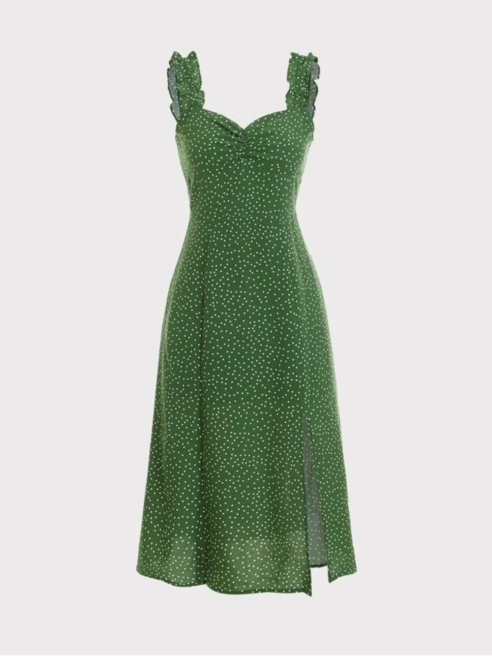 connected apparel Green Printed Maxi Dress with Ruffle Straps